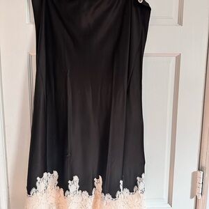 Banana Republic Lace Trim Slip Midi Skirt Dark Brown Cream Lace NWT XL